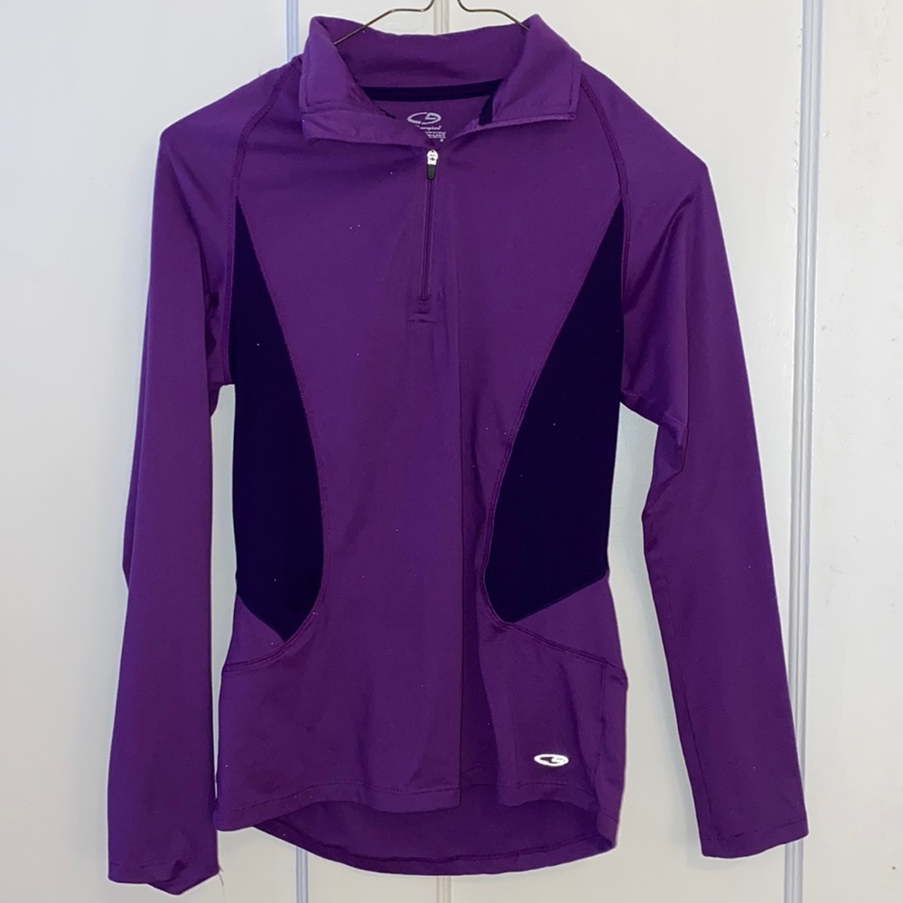 purple athletic quarter zip